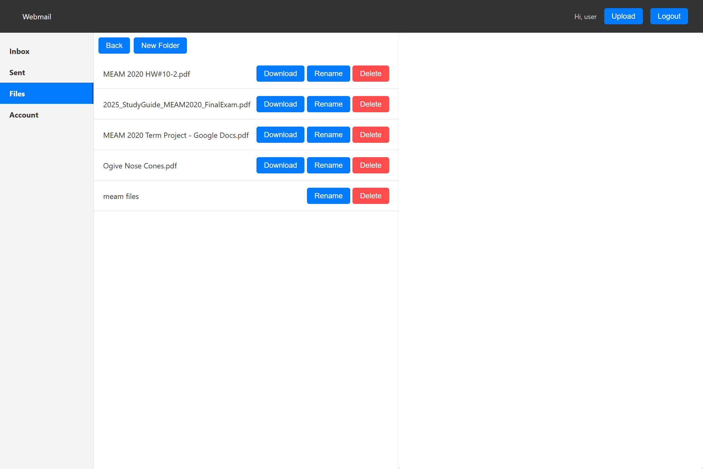 PennCloud file storage view